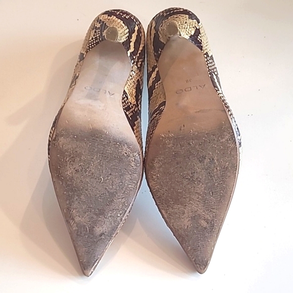 Aldo Stiletto Pumps Snake Skin Pointed Toe High Heel Animal Print Cocktail Party - Picture 12 of 17